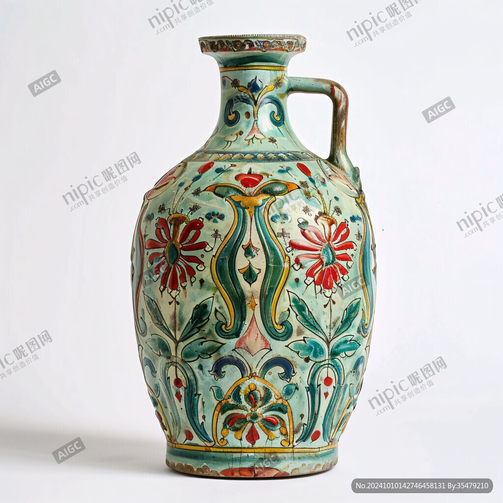 意大利彩绘堆塑壶