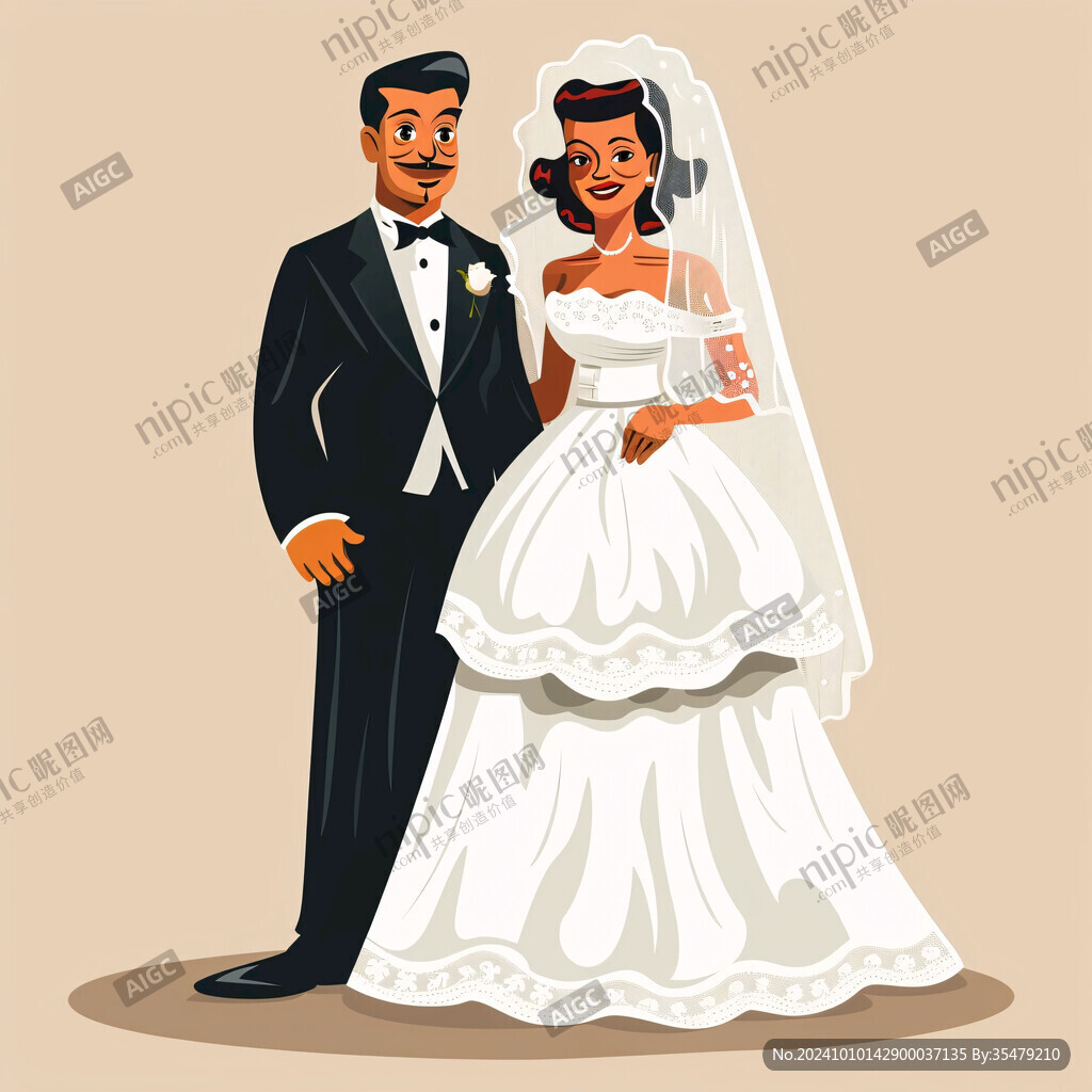 卡通西式婚庆人物