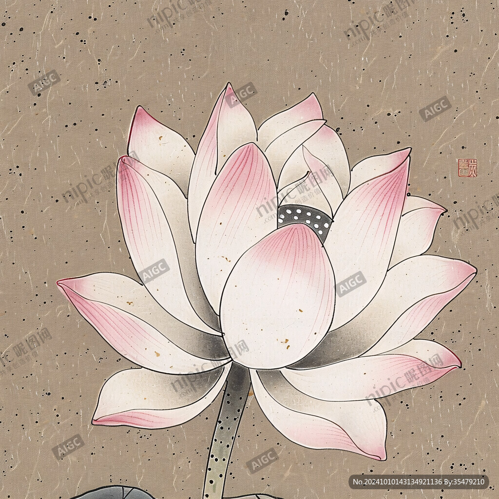 鼠绘精绘莲花花朵