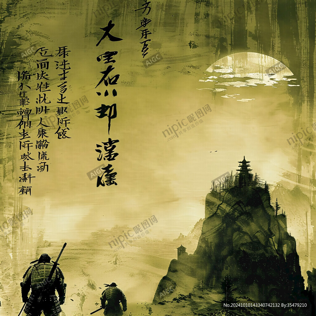 中式水墨山水电影海报