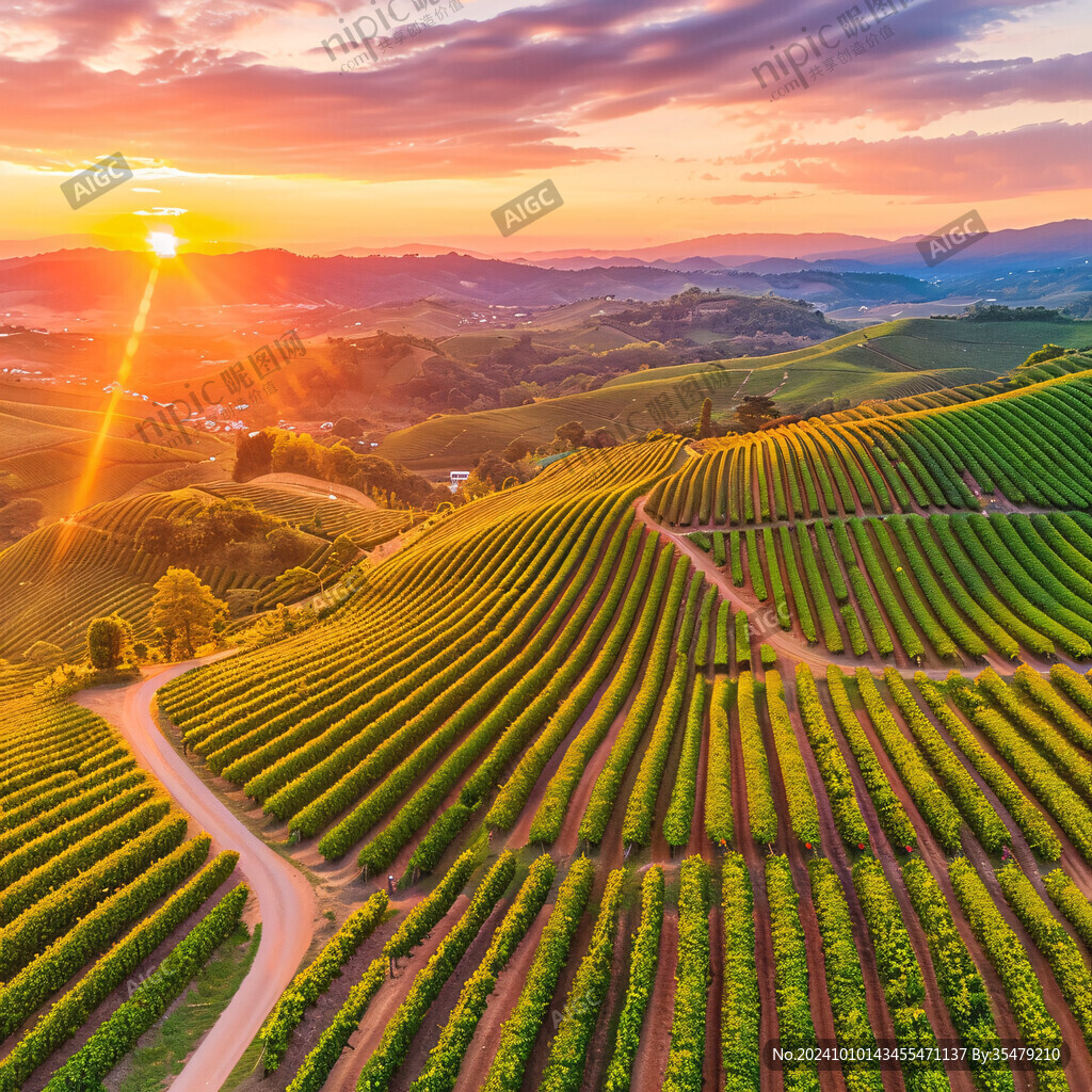 葡萄酒种植山水风光