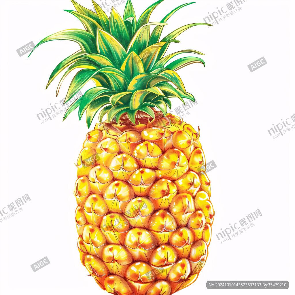 菠萝手绘素材