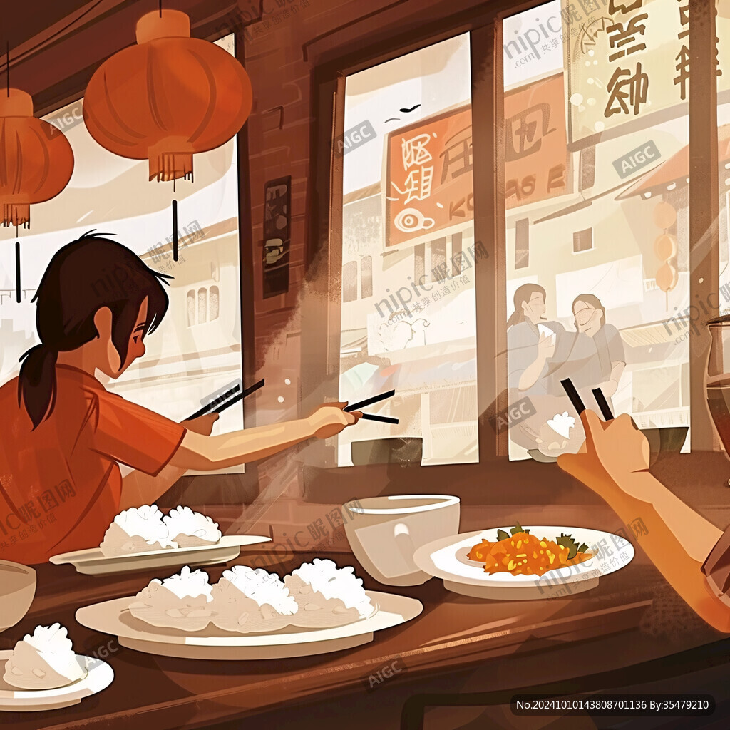 回家吃饭插画