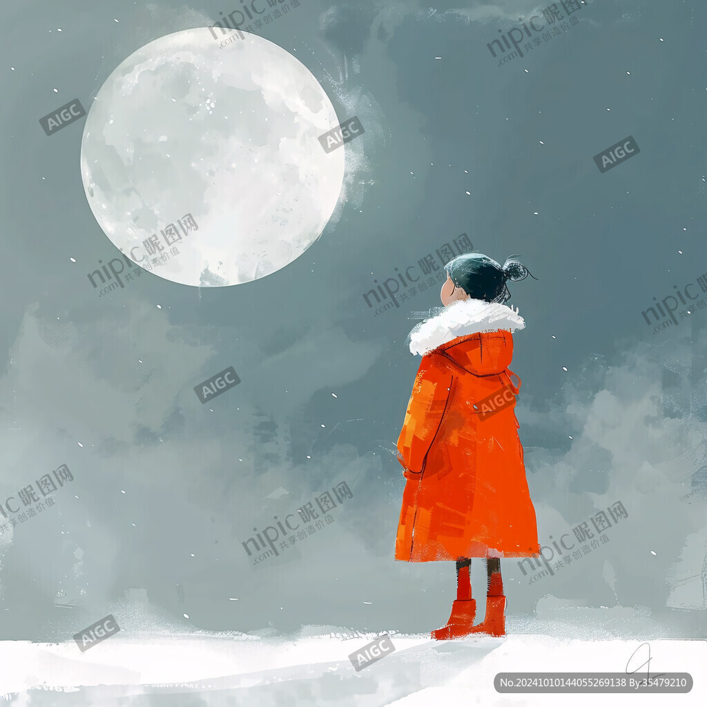 大雪女孩插画