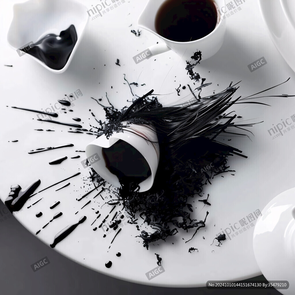 咖啡中国风泼墨