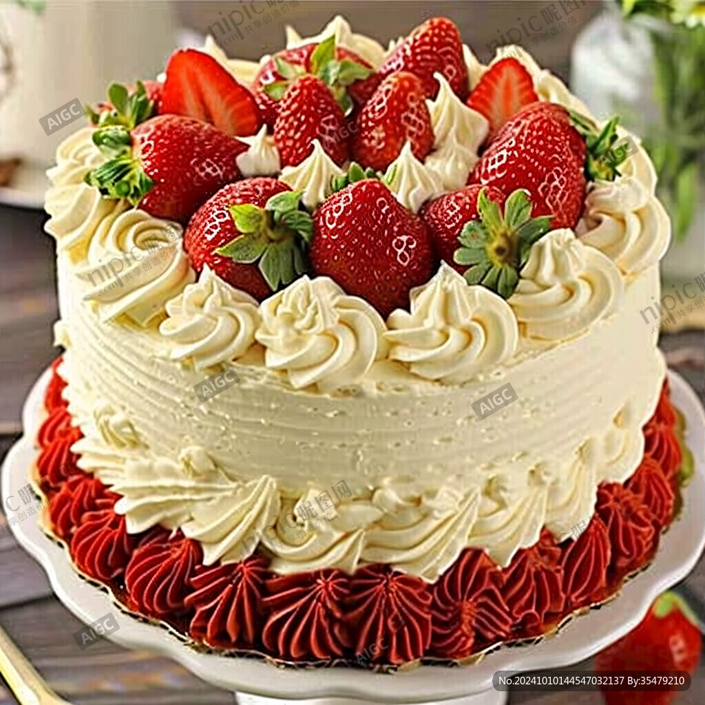 红色奶油蛋糕抹面