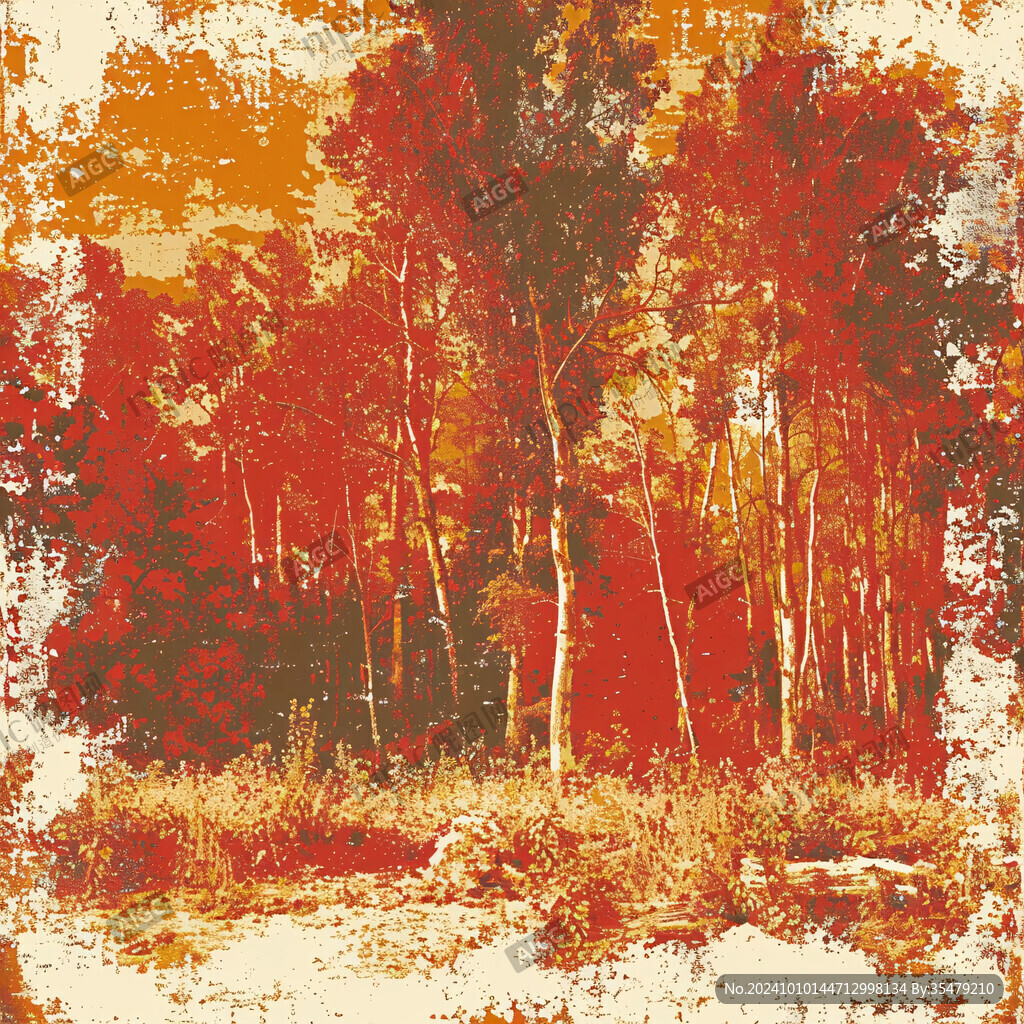 电脑画抽象秋季白桦林