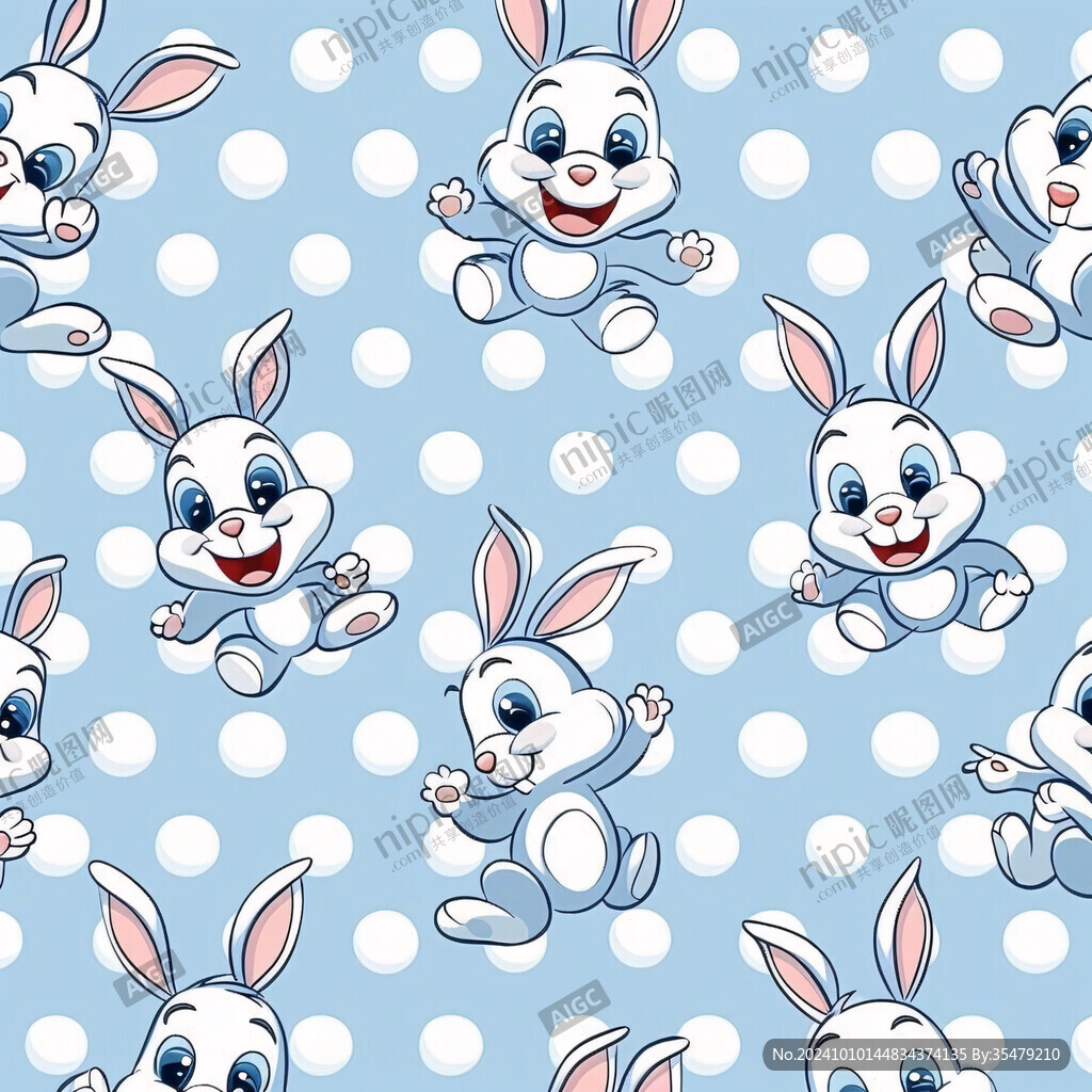 蓝色小兔子卡通贴画