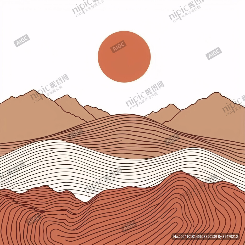 旭日东升线条装饰画