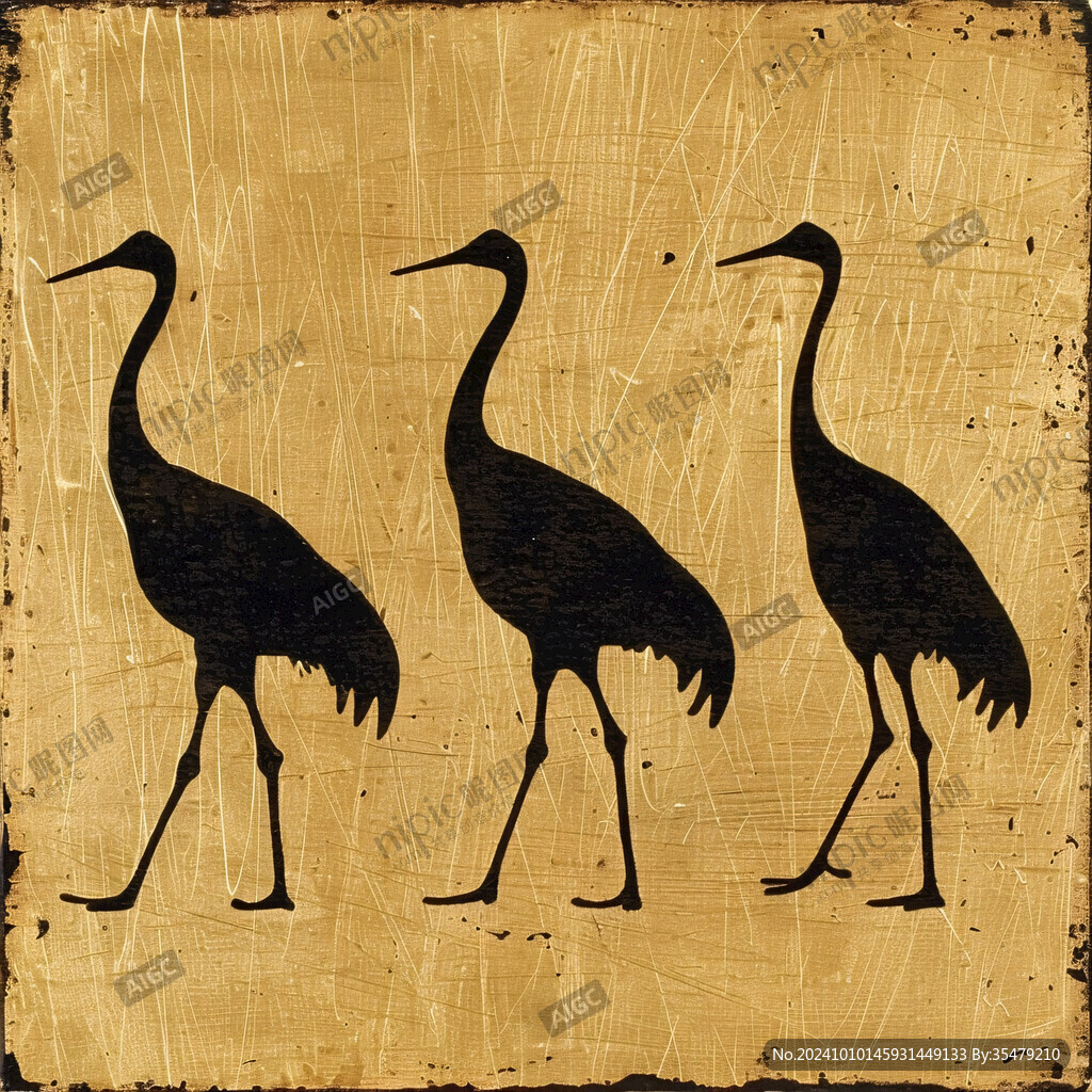 金色仙鹤装饰画