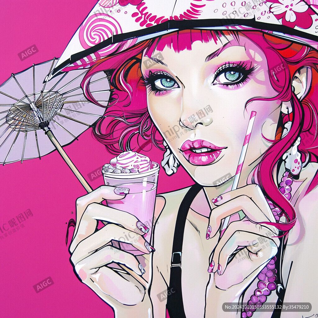 潮流插画美女人物插画