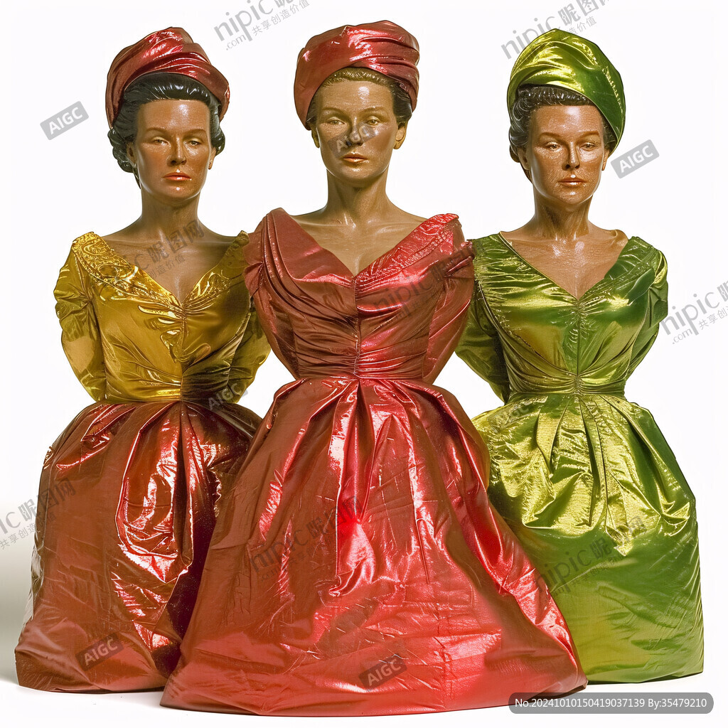 贵族女子及侍女彩泥