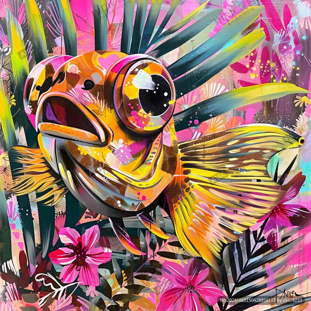 创意金鱼潮流插画