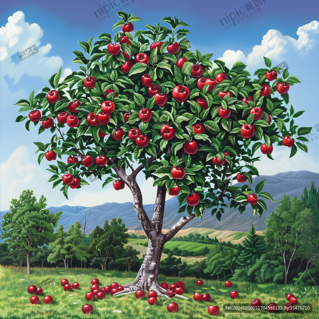 3d立体画苹果树