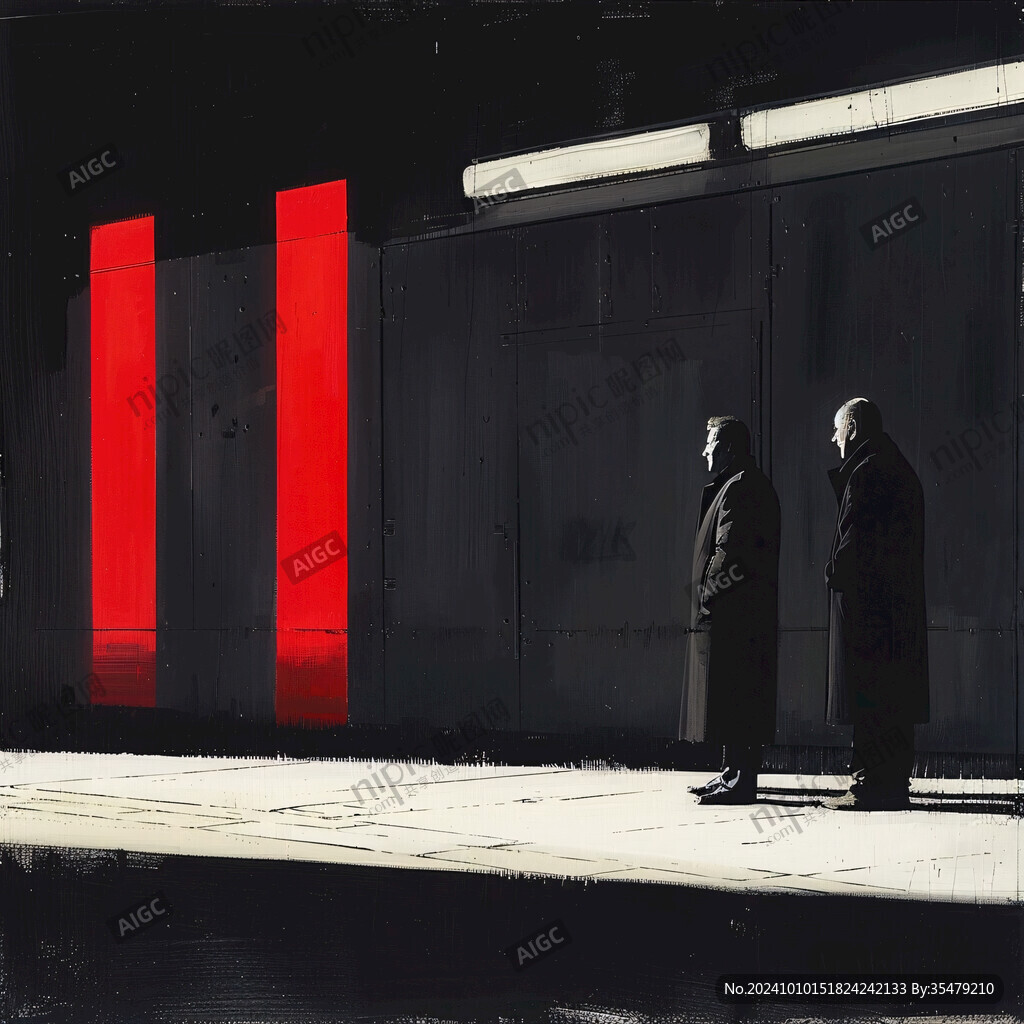 暗红柱子平行透视