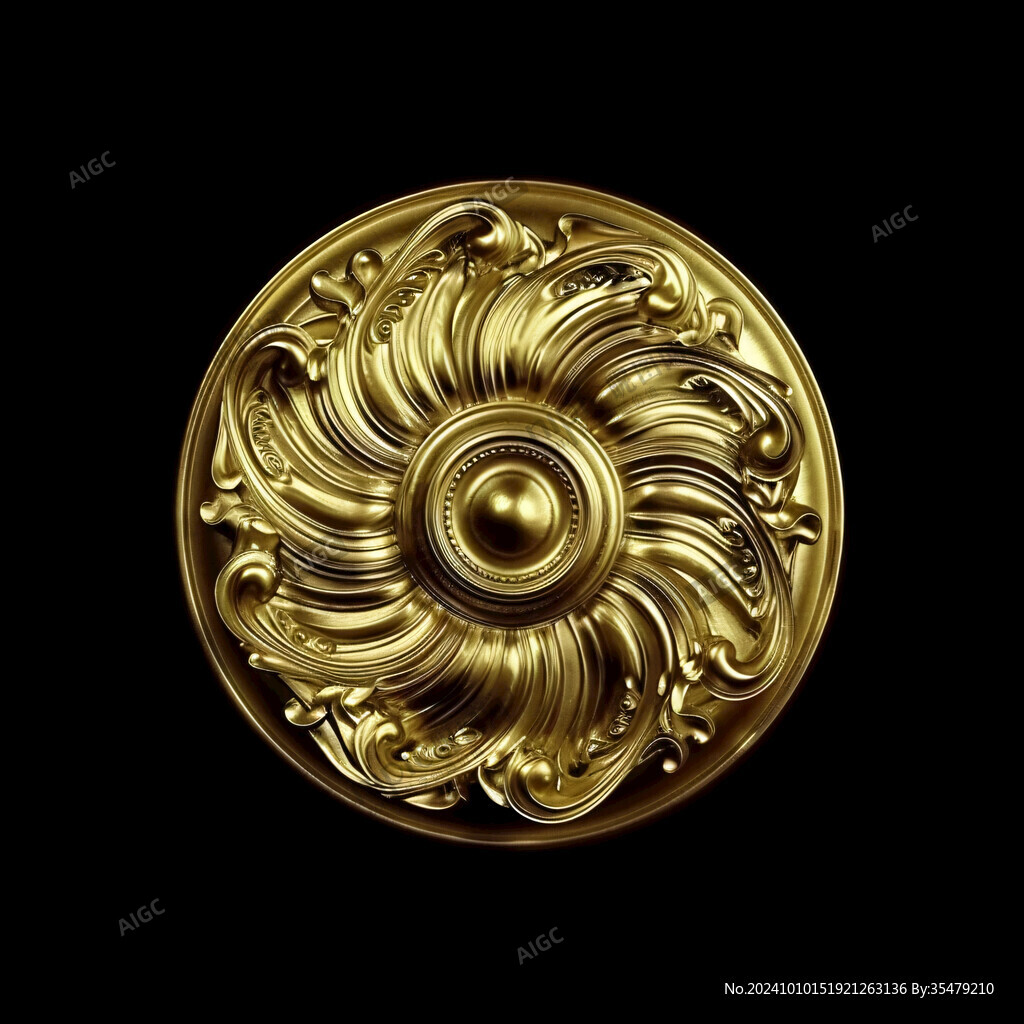 圆形金色立体浮雕图案