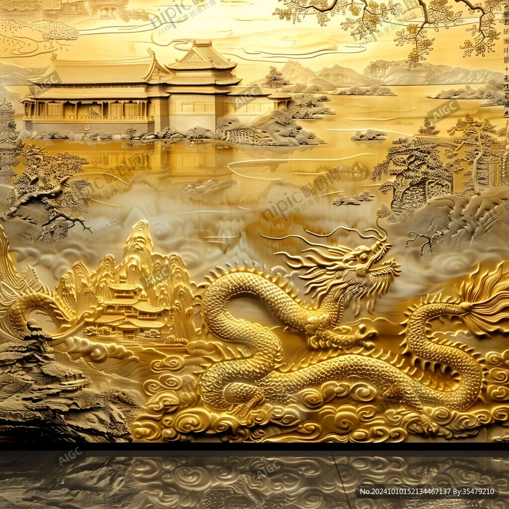 金龙浮雕墙