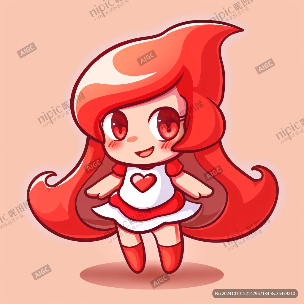 穿红裙子的卡通小女孩