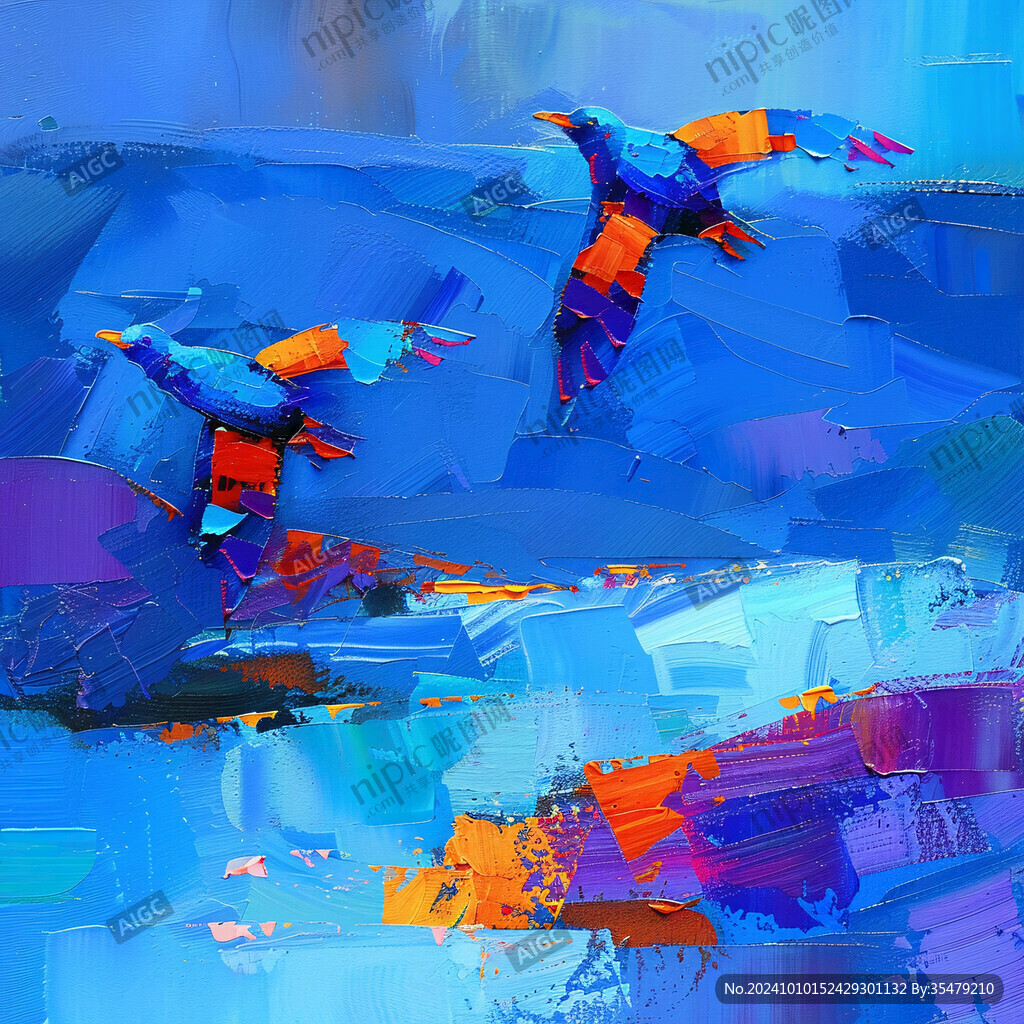 高清抽象时尚蓝色山水