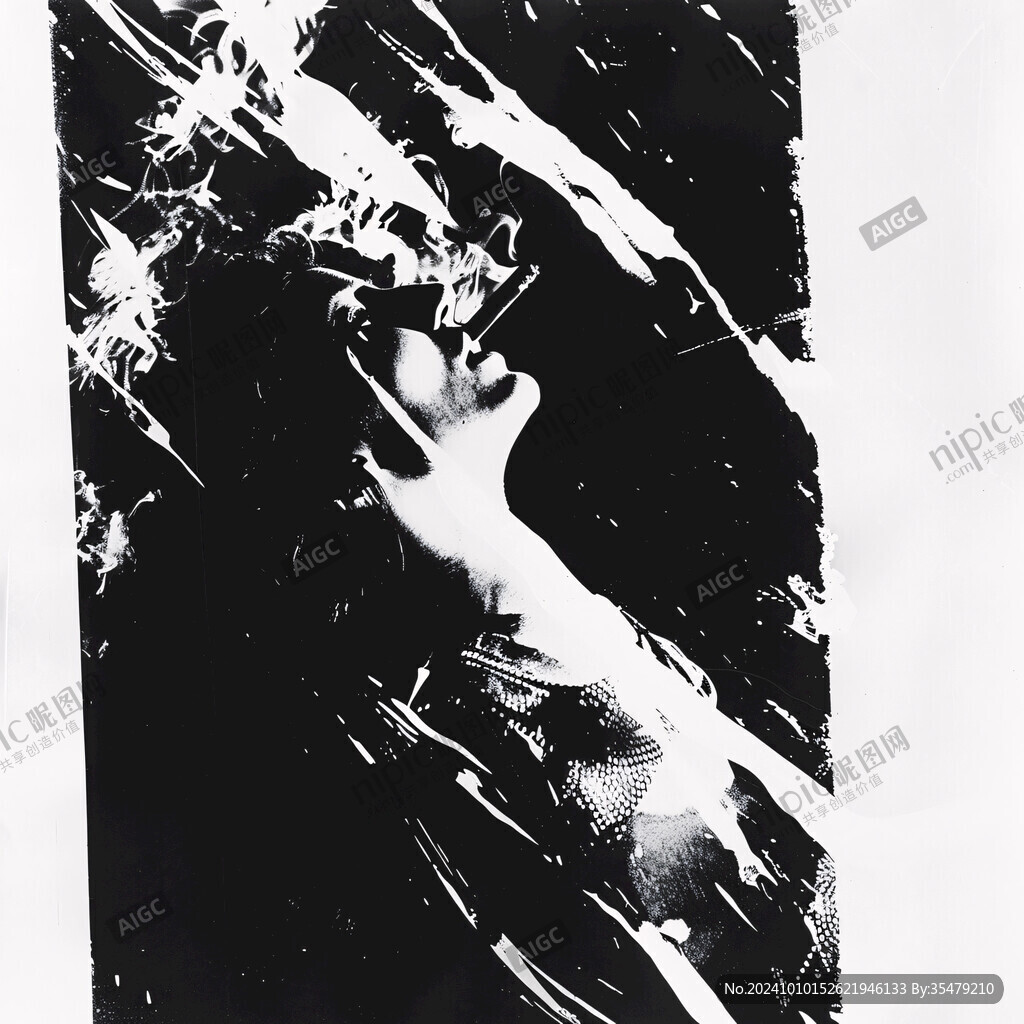 黑白流体创意抽象画