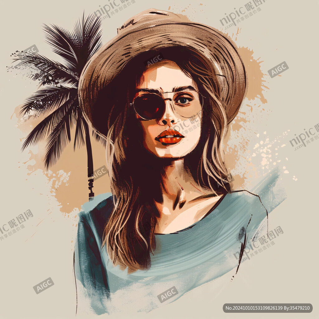 潮流插画美女人物插画