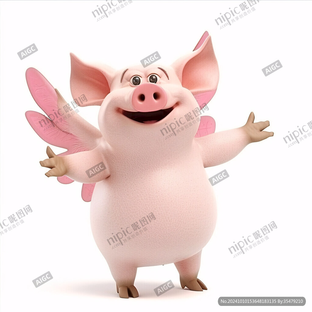 带翅膀的卡通猪小猪