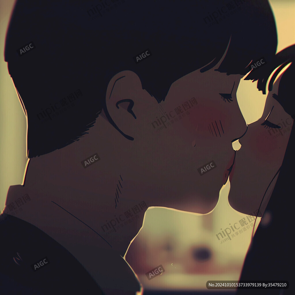 情侣拥抱浪漫插画