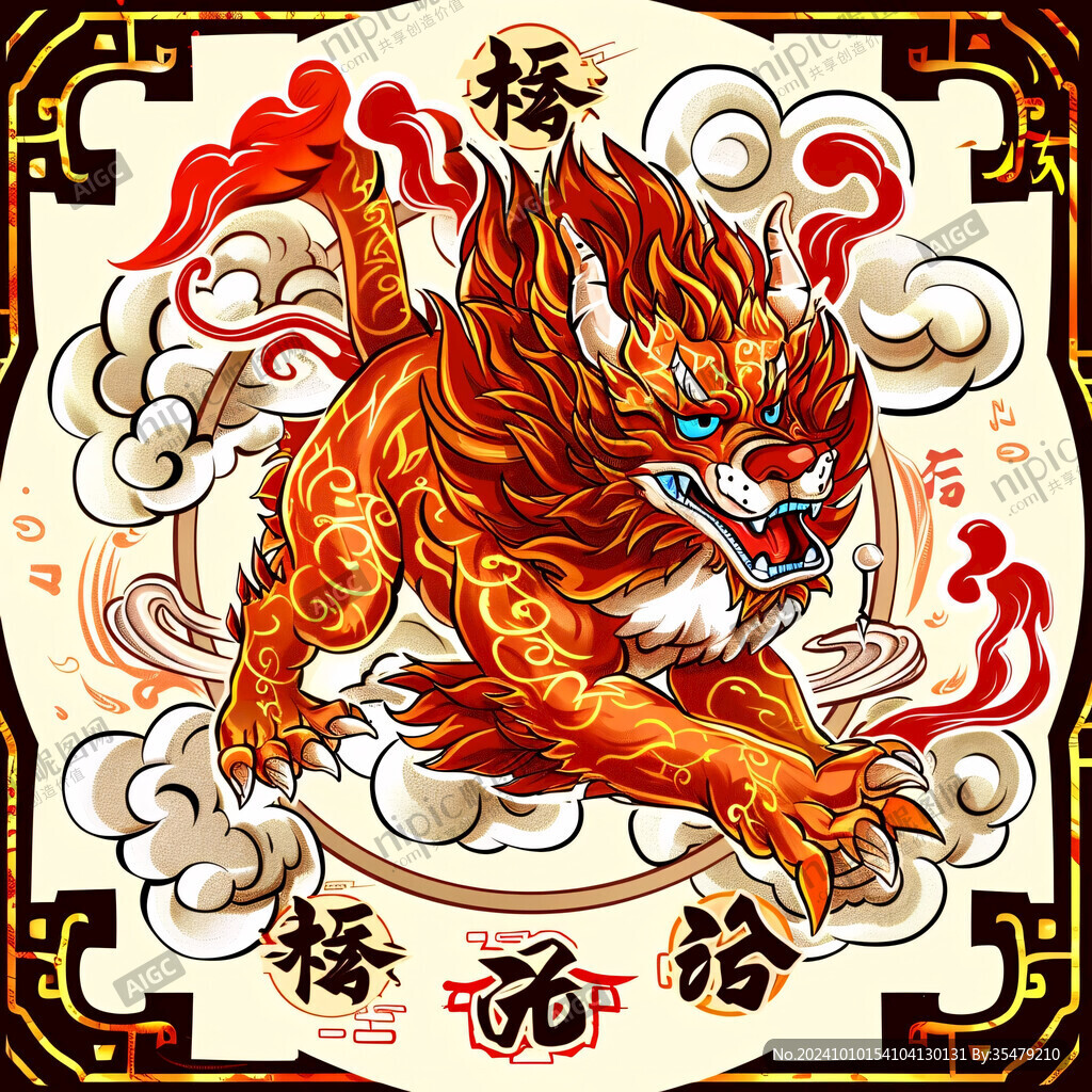 创意五行神兽插画