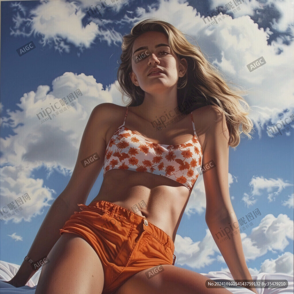 海滩比基尼女孩装饰画