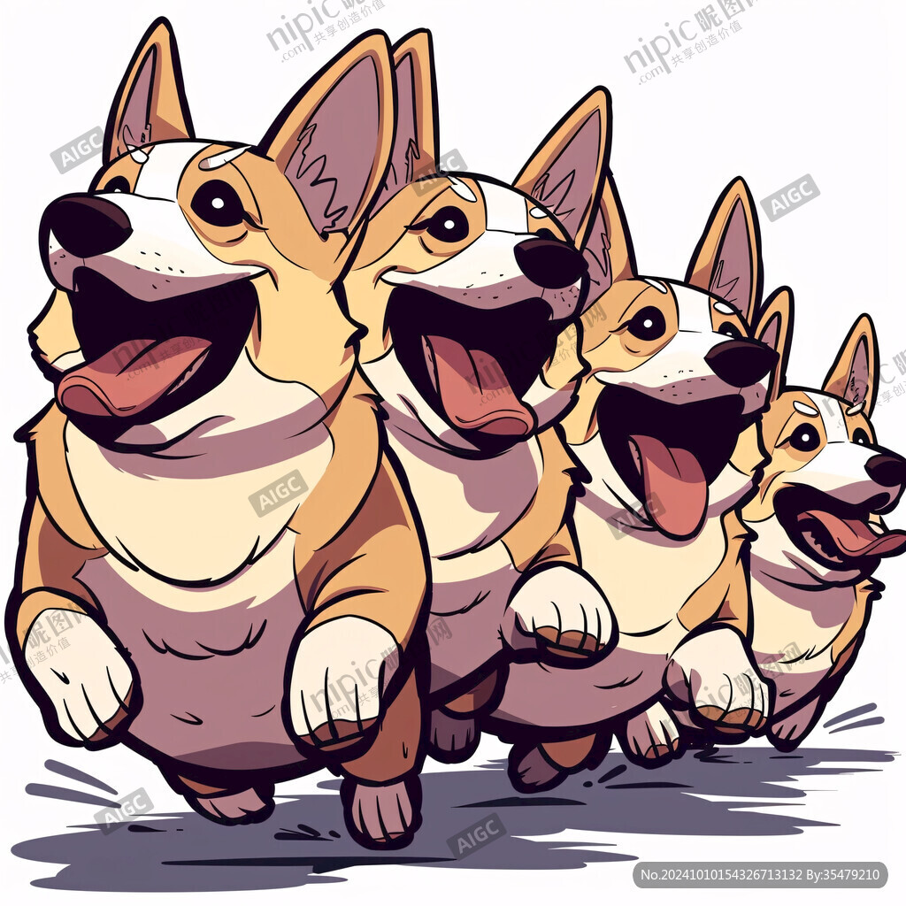 柯基卡通手绘图案