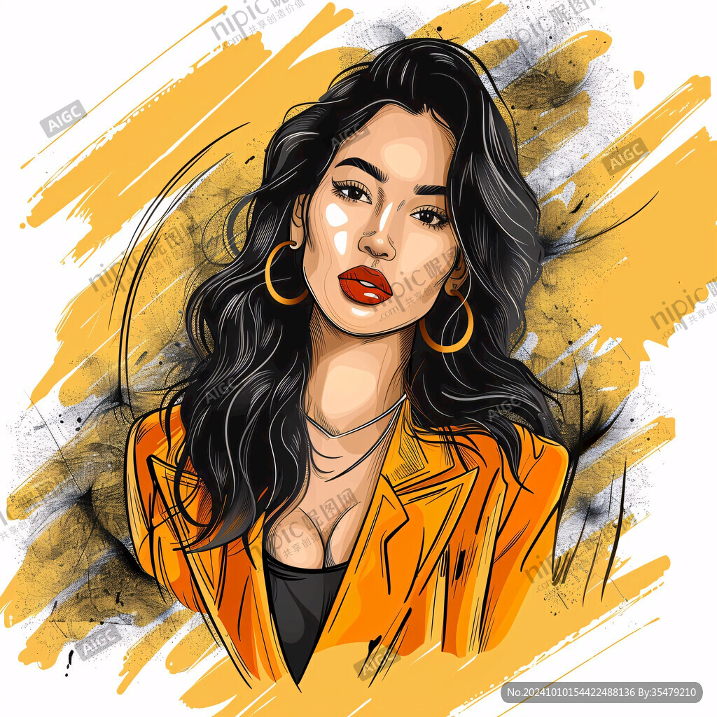 潮流插画美女人物插画