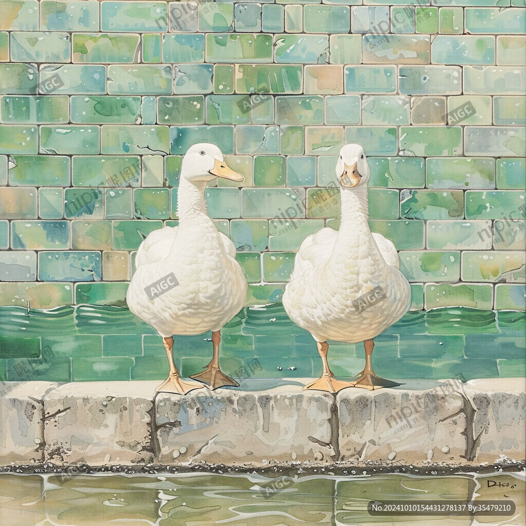 田园鸭子绘画素材