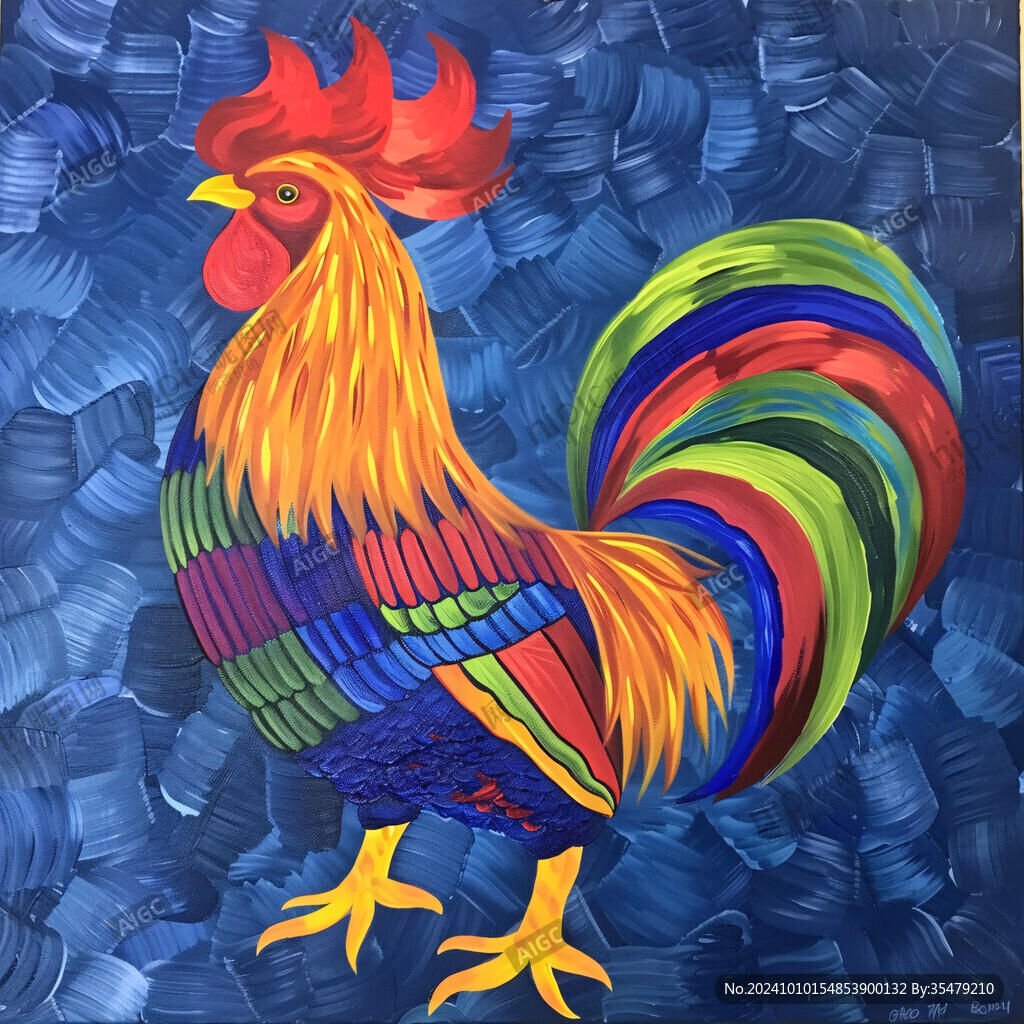 公鸡彩绘图