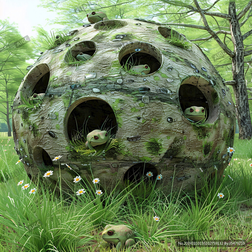 草地上的石头窝