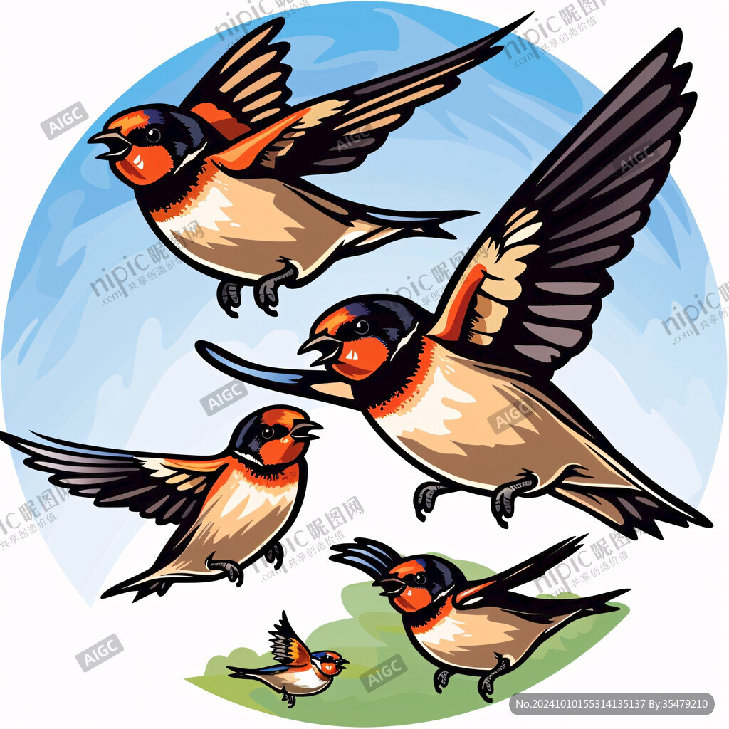 卡通燕子飞鸟