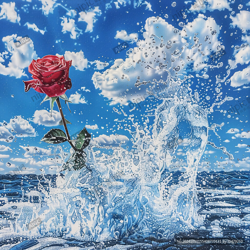 天空下的红玫瑰
