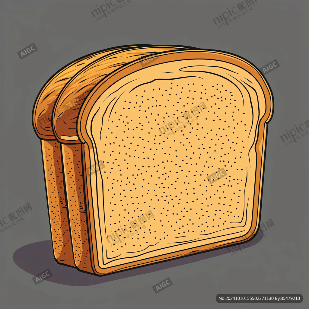 插画面包片土司