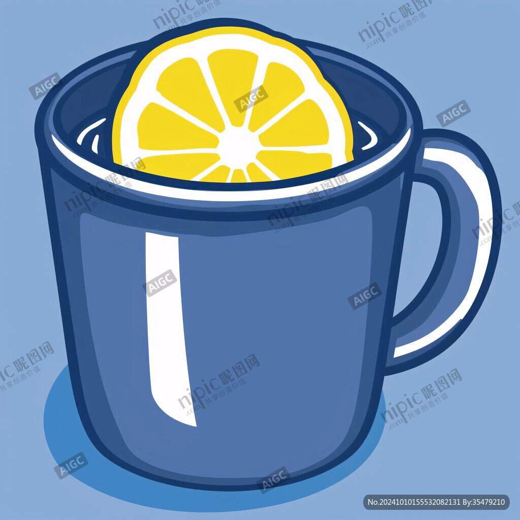 手绘柠檬茶插画