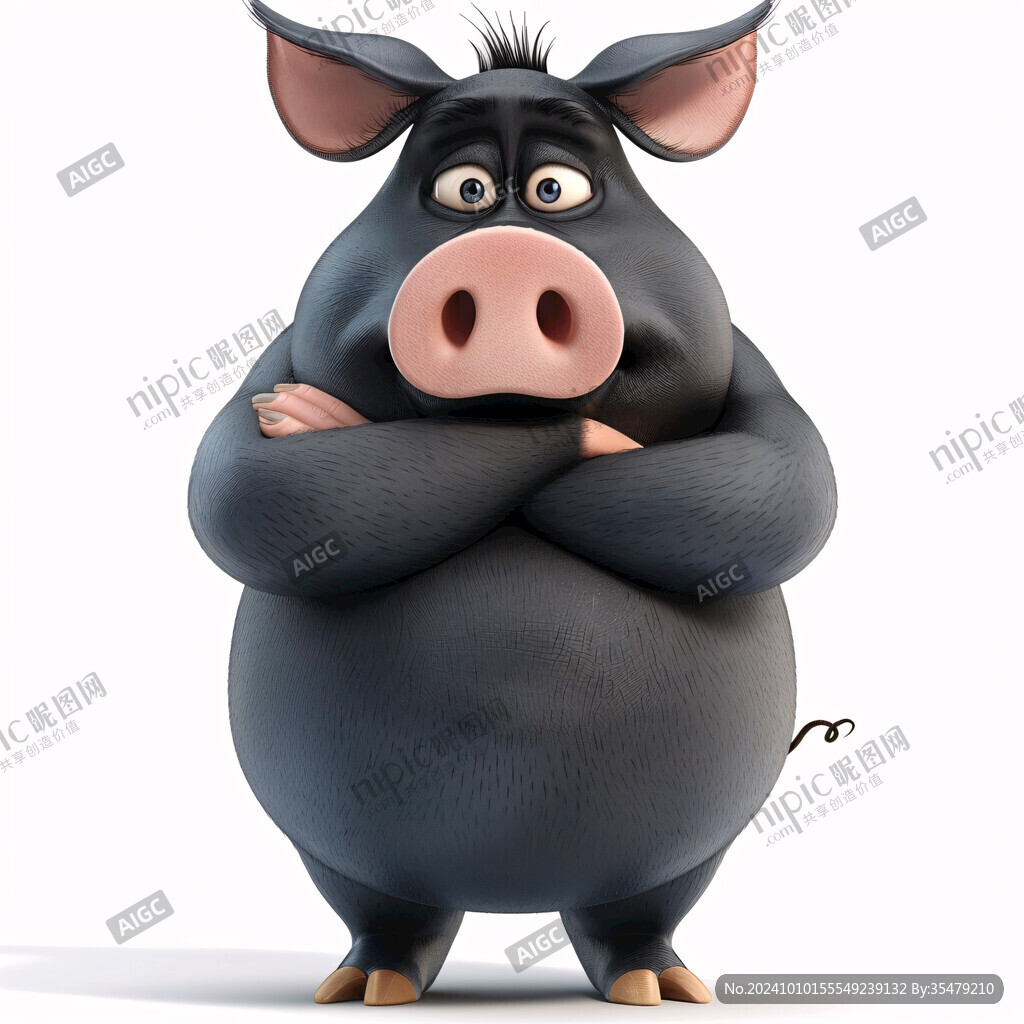 卡通黑猪形象