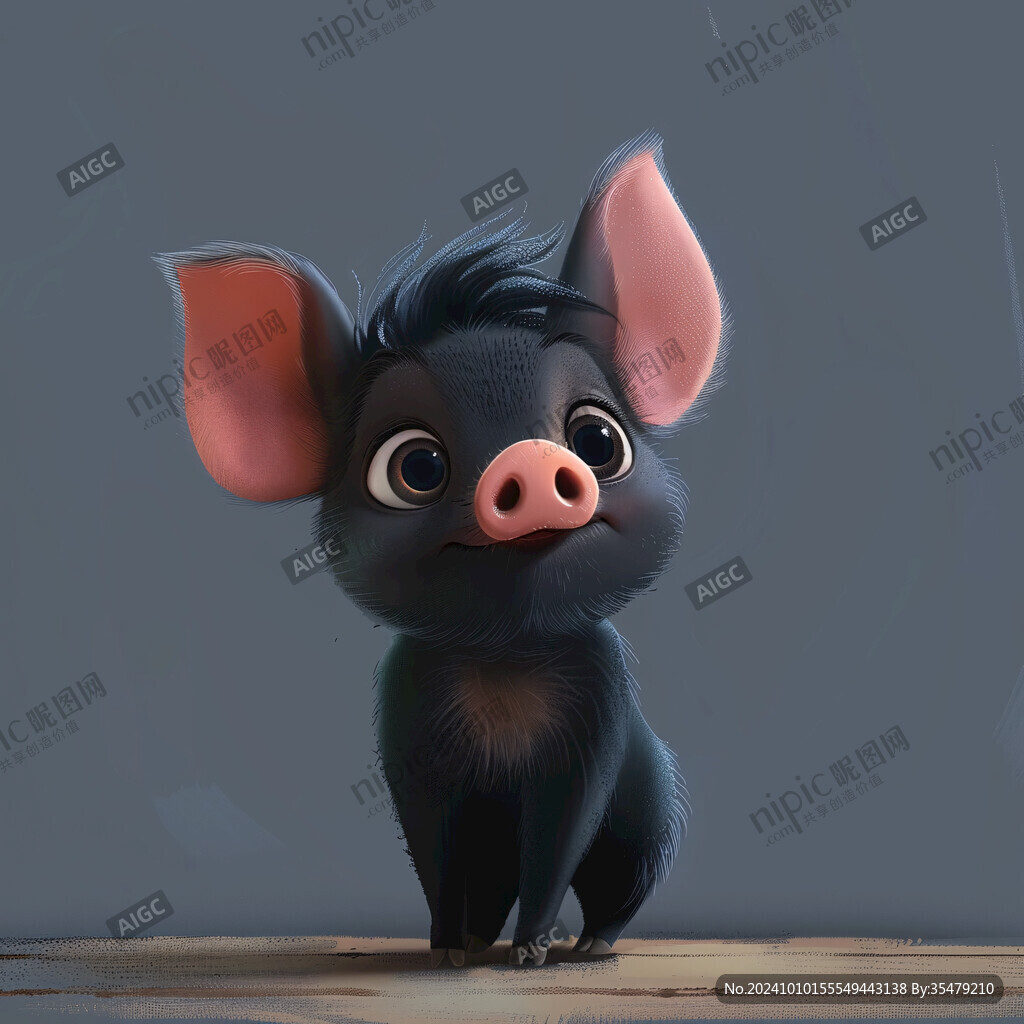 卡通黑猪形象