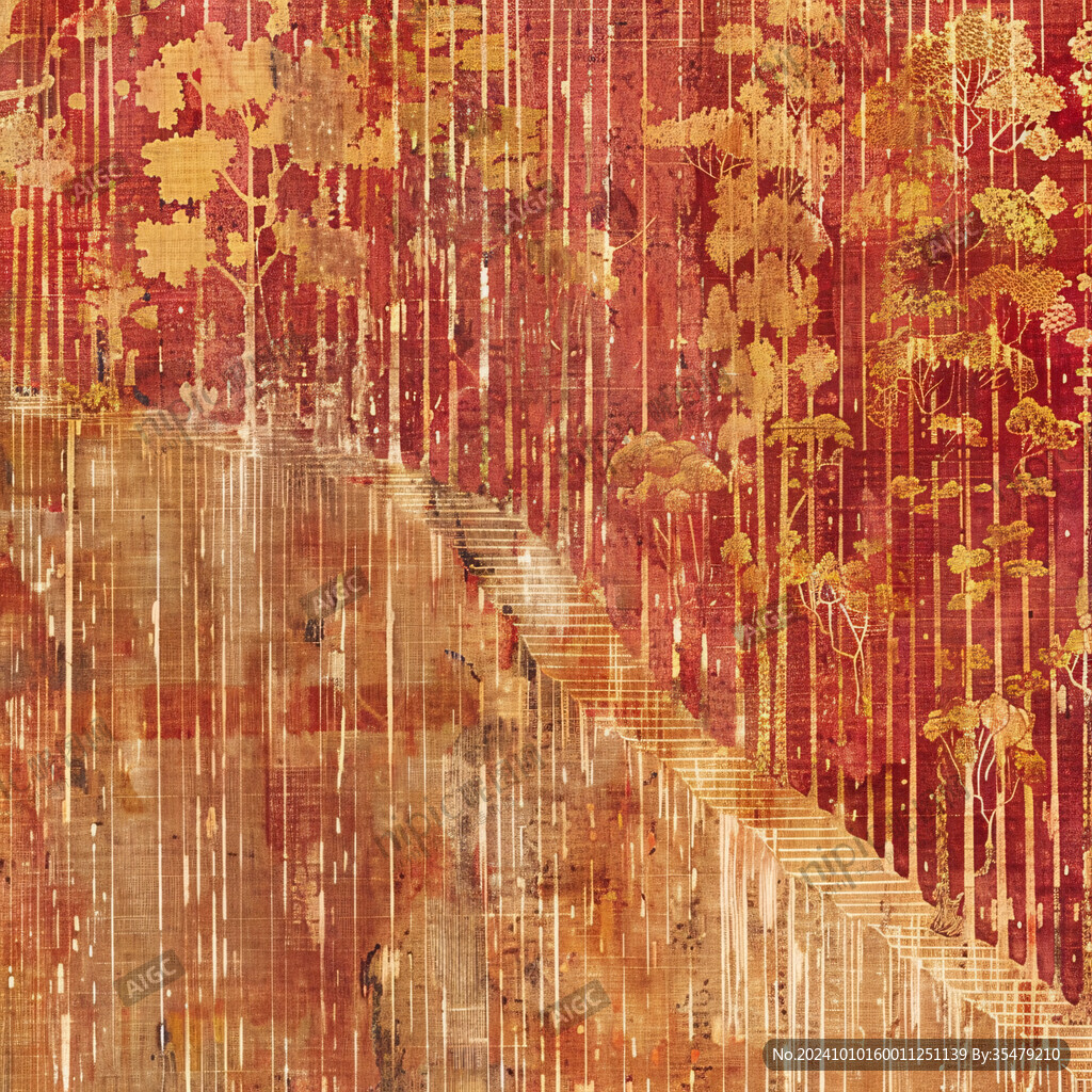 电脑画抽象秋季白桦林