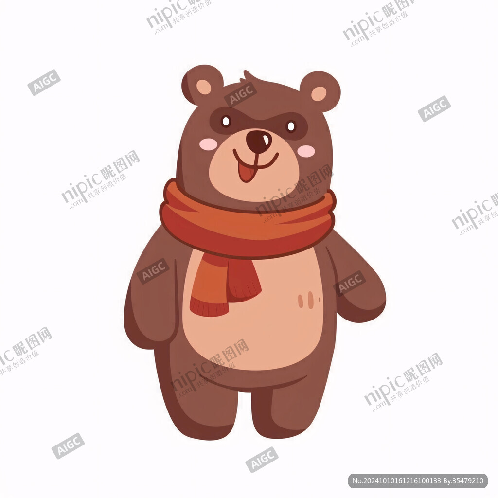 卡通可爱小熊戴围巾