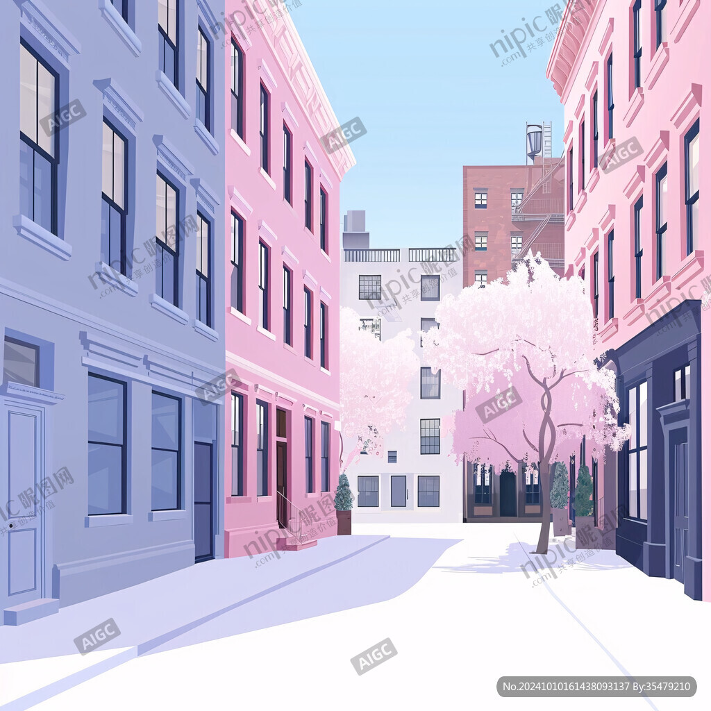 粉色城市街道