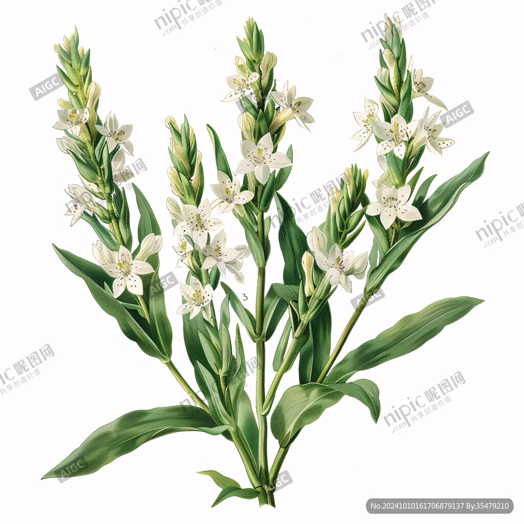 草本狗牙花插画