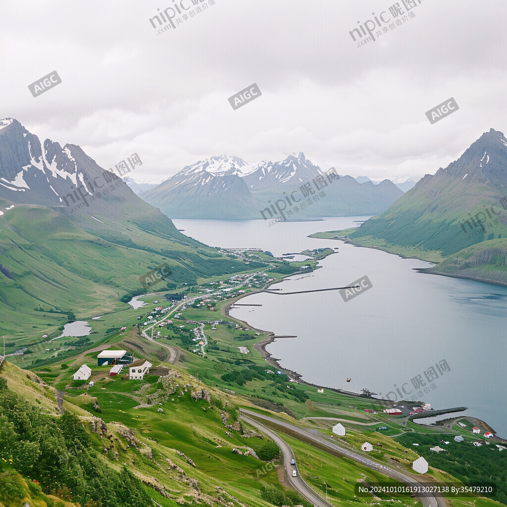 山水风景湖泊草原河谷