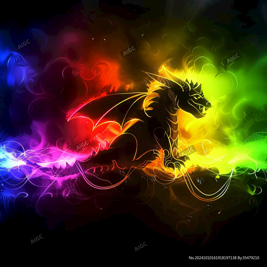 色彩艳丽龙风图