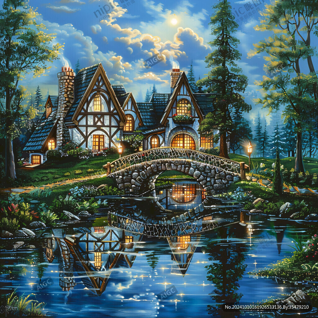 梦幻夜晚立体画