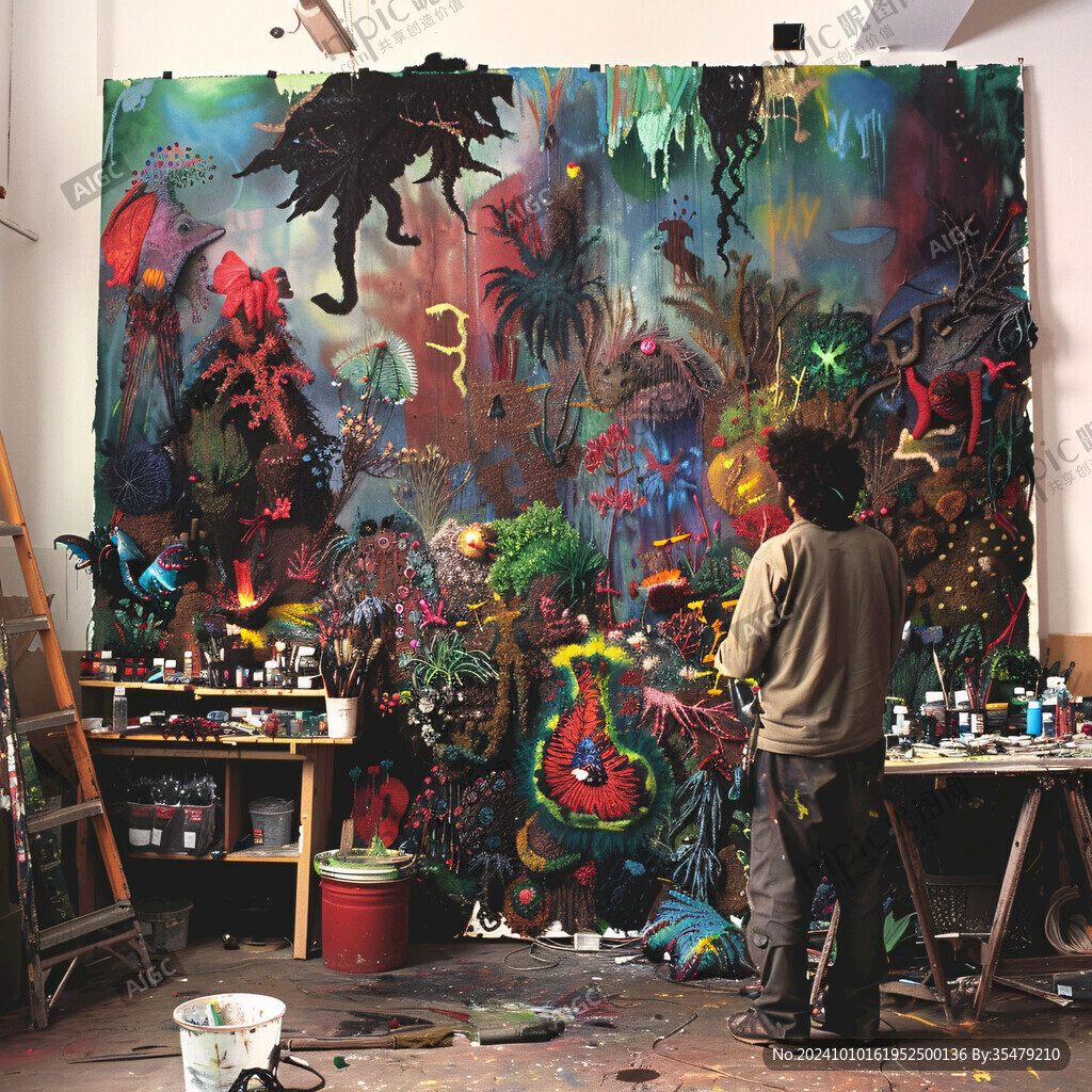 游戏风科幻风墙绘手绘