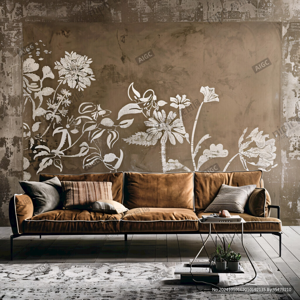 复古风墙绘手绘背景画