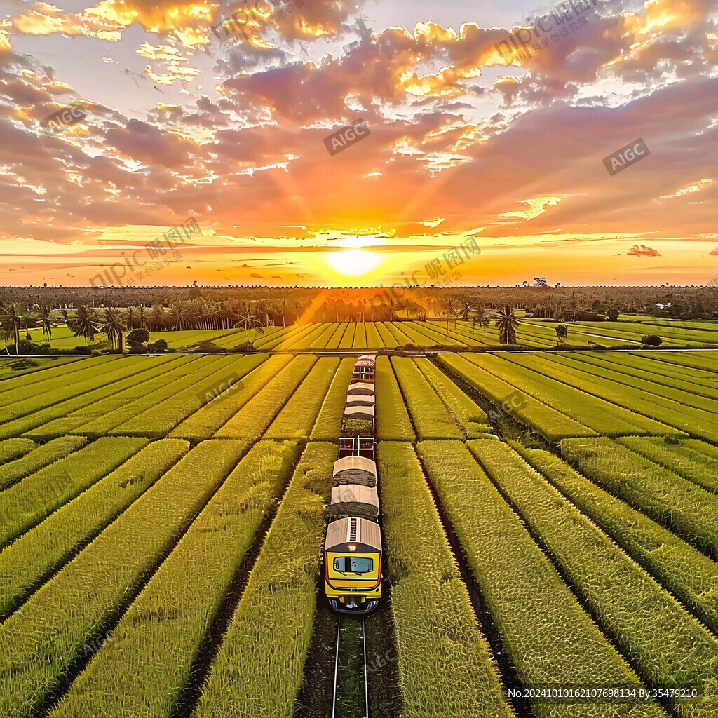 一列火车油菜花